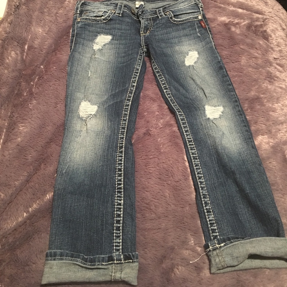 COPY - Silver Jean crop capris